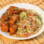 Sausage Fried Rice with Sweet Chili Chicken