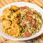 Sausage Fried Rice with Salted Egg Chicken