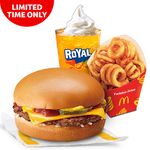Cheeseburger with Regular Twister Fries and Royal McFloat Medium Meal