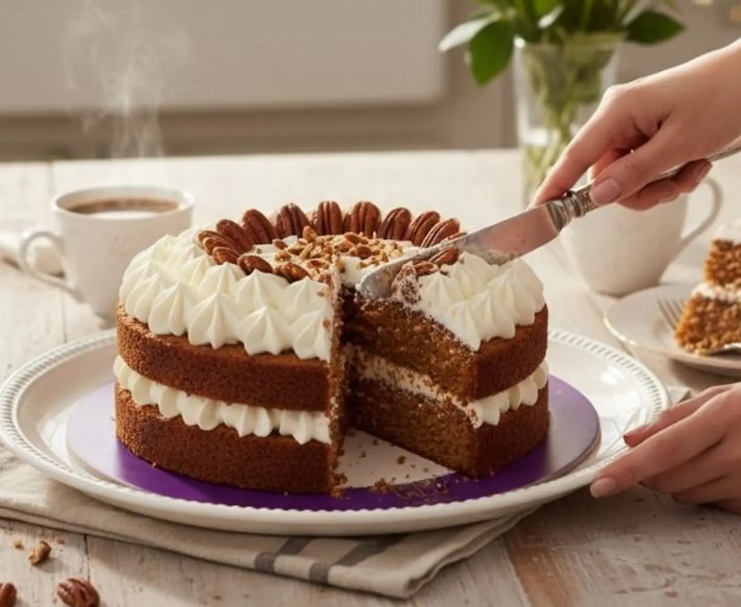 كيك الجزر بالبيكان المكرمل