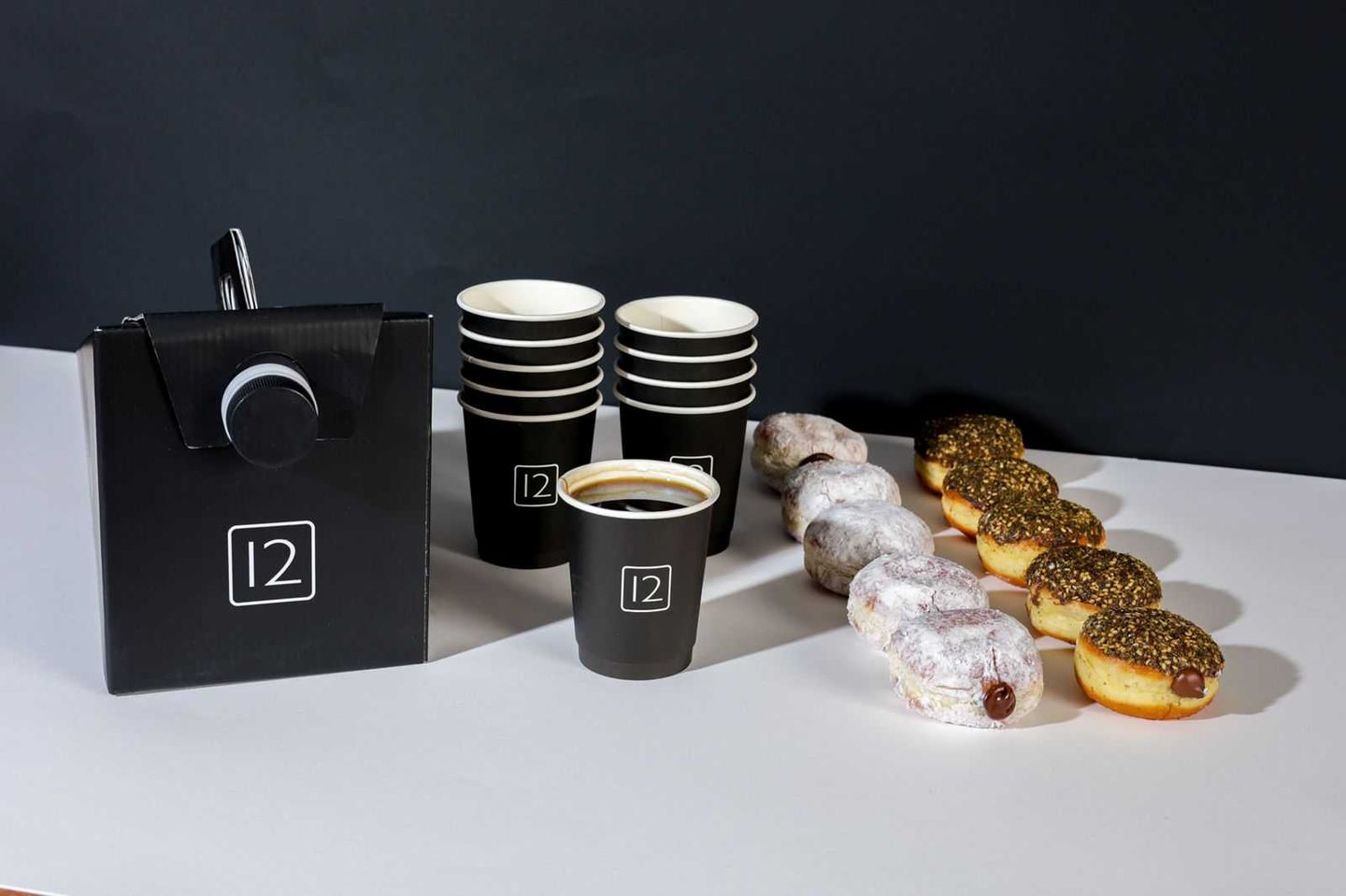 Hot Coffee Box + 10 Pcs Of Doughnuts (Mix)