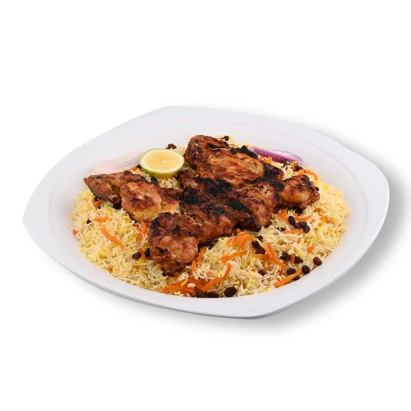 حبة الفحم مع رز برياني ابيض