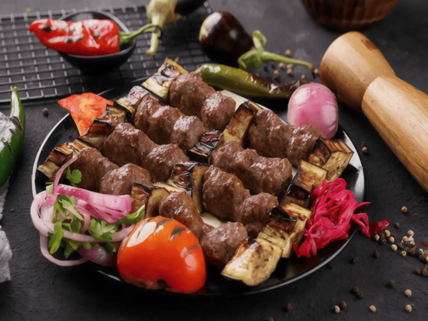 كباب بادنجان لحم نفر