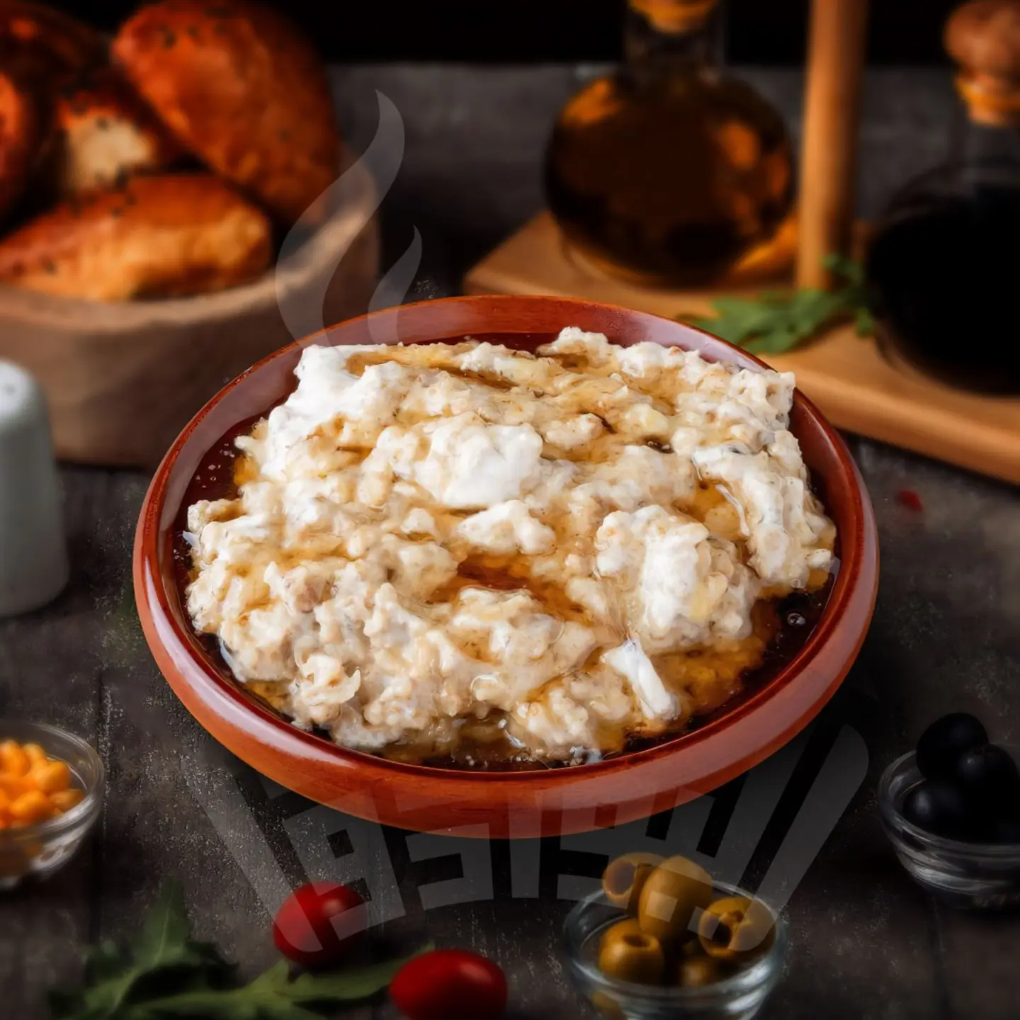 فته تمر قشطه وعسل