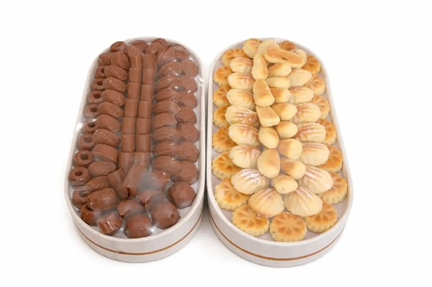 A Tray Of Assorted Maamoul + An Open Chocolate Tray