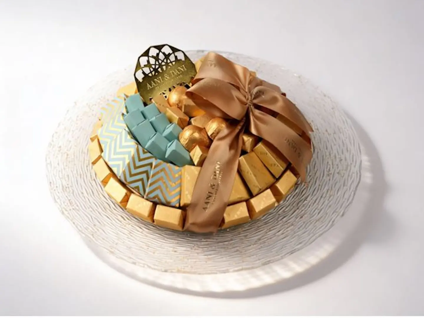 فازة شوكولاتة زجاج تامور 3 ذهبية