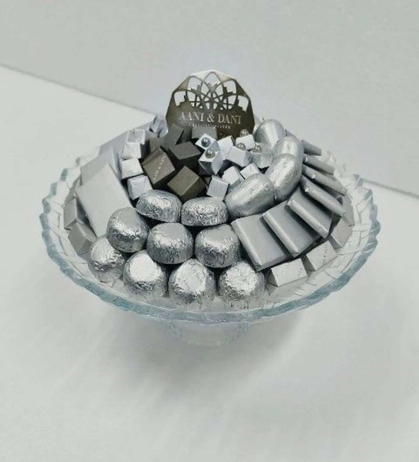 فازة كريستال كبير مستدير فضي - 4