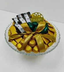 فازة كريستال دائري ذهبي - 1