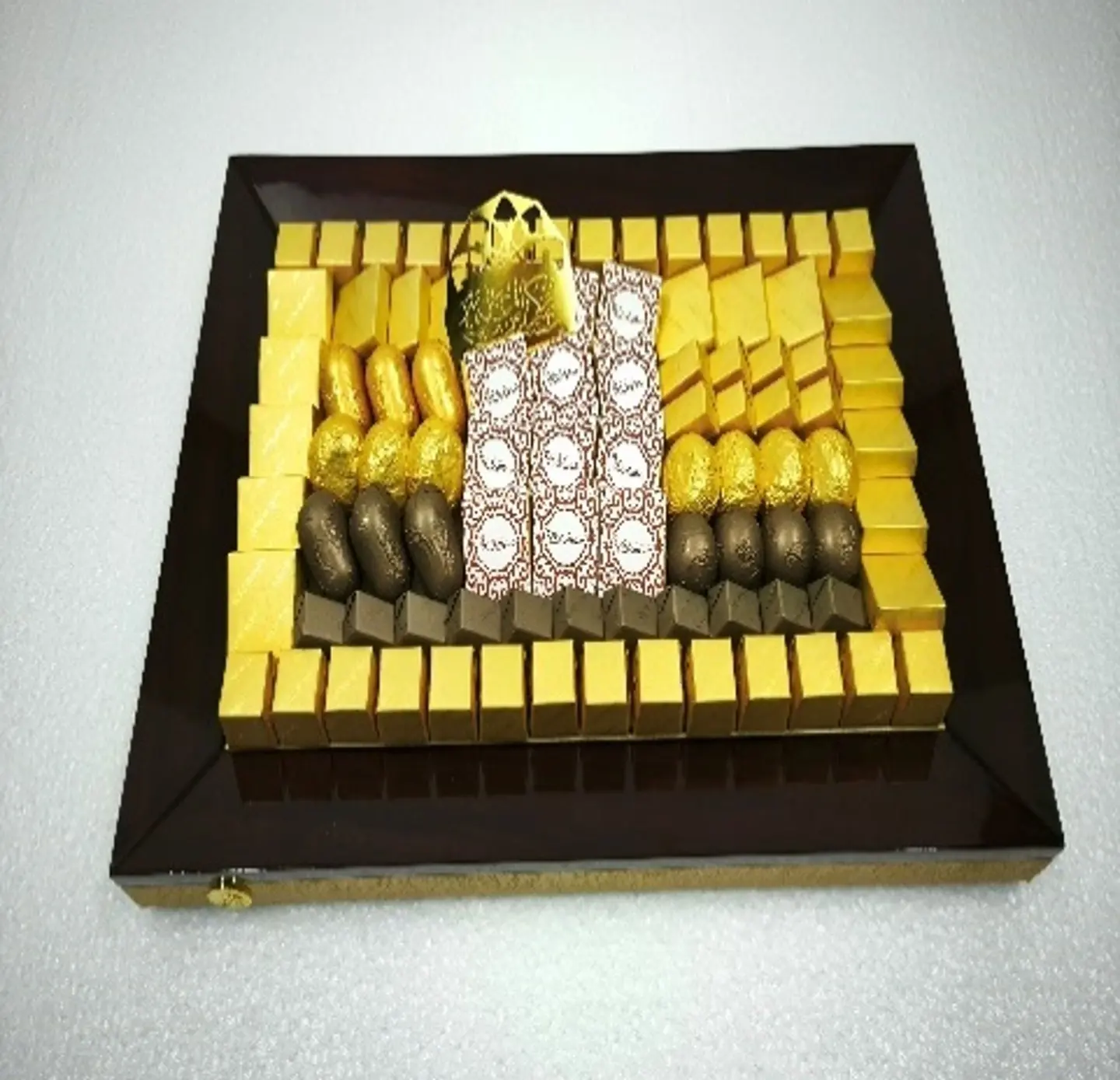 Mdf Leather Brown/Gold Tray Eid   26