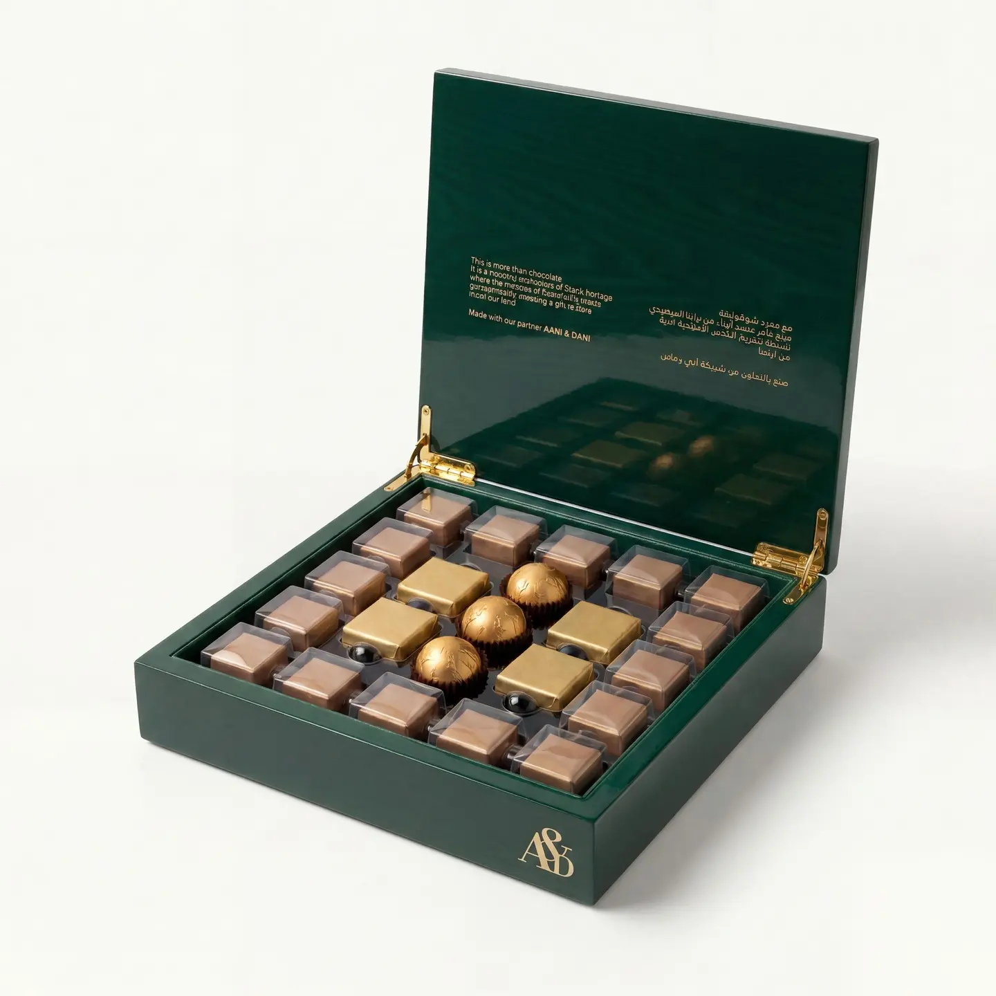 Wood Box Chocolate Green Noug