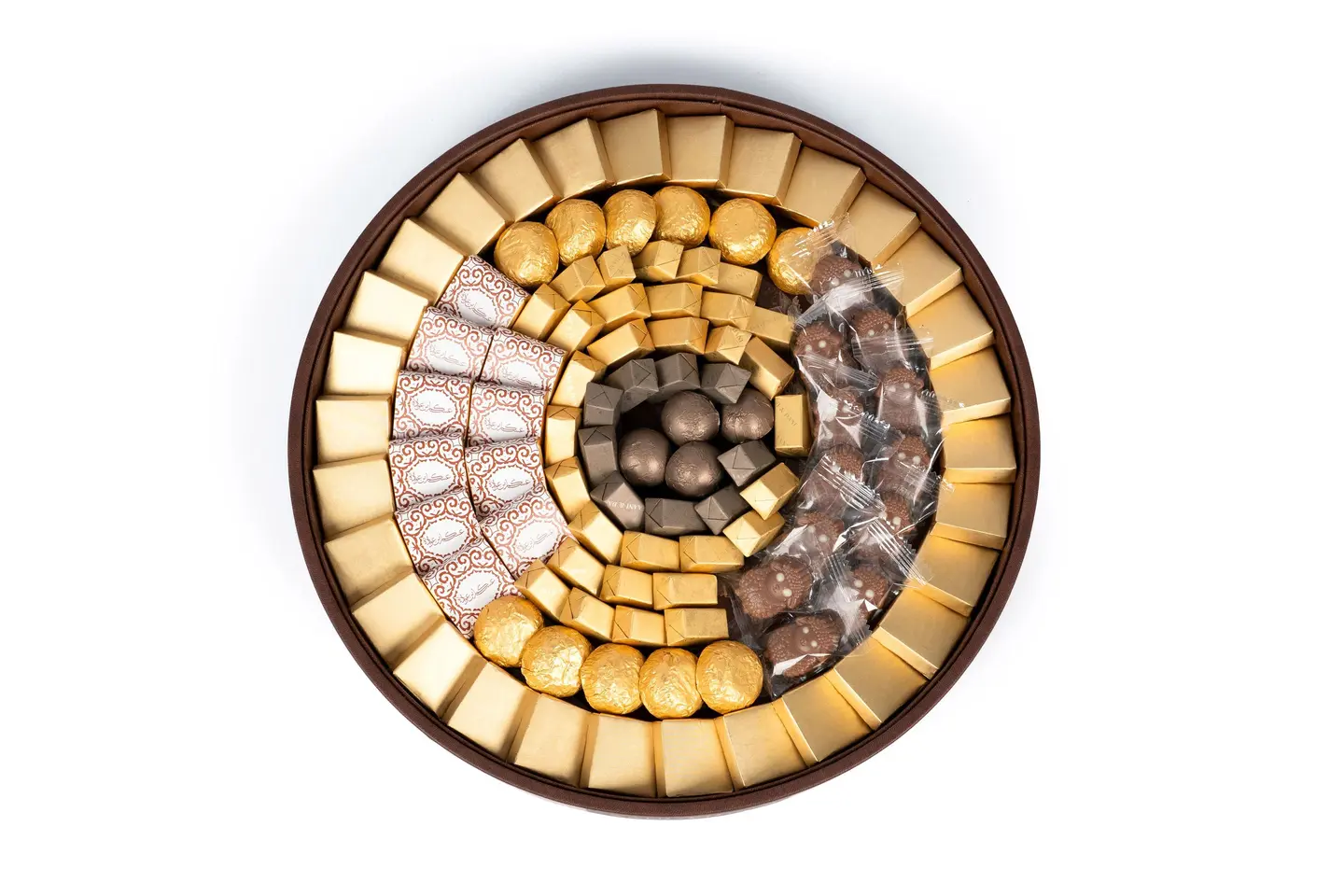 Circular Brown Leather Tray