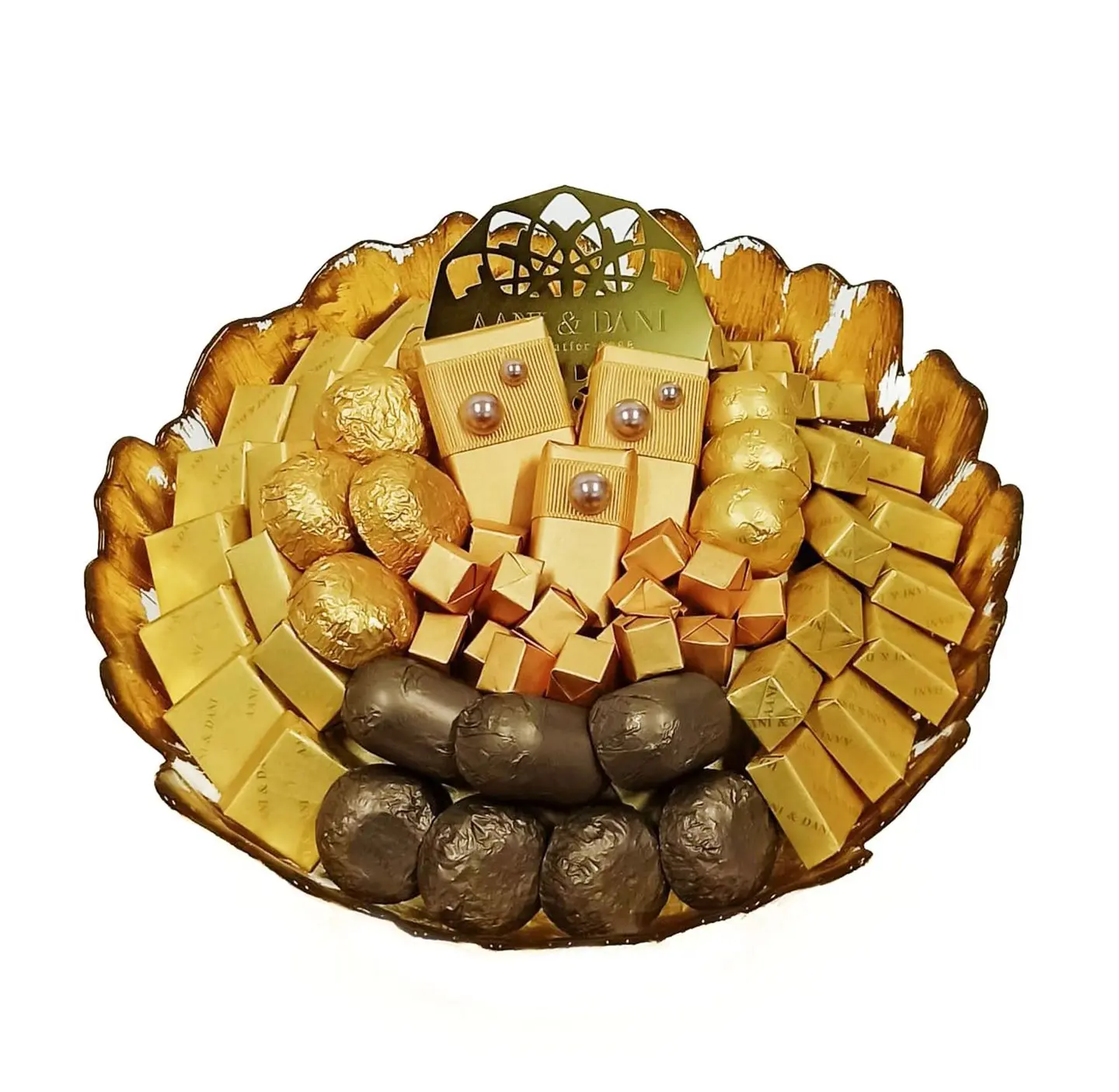 Round Gold Foil Glass Bowl