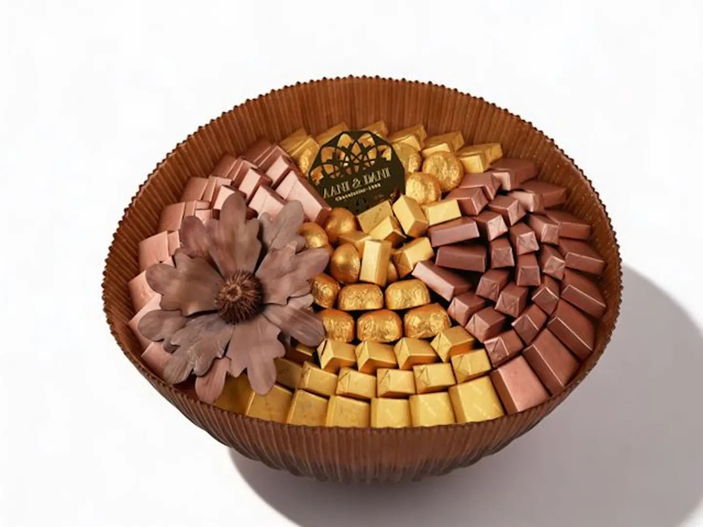 فازة شوكولاتة زجاج تامور 5 ذهبية