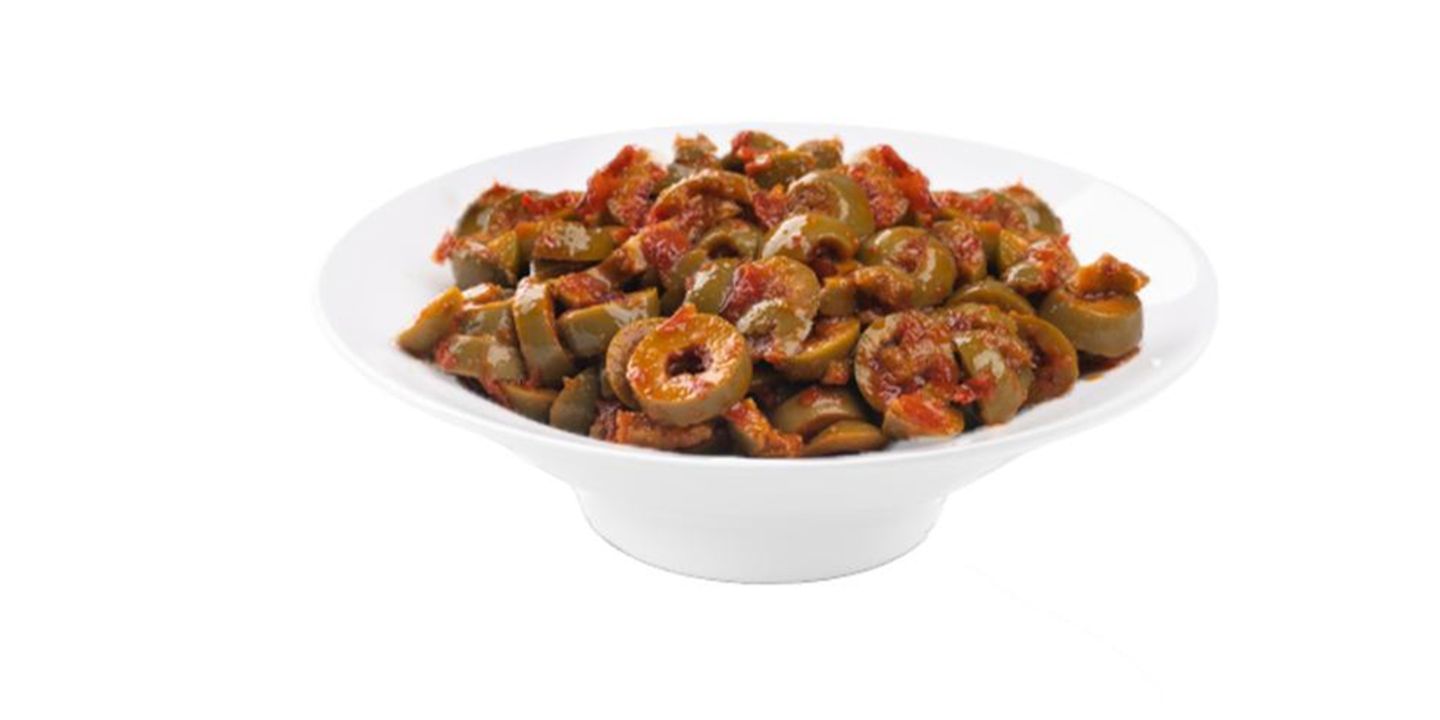 Sliced Olives With Hot Sauce