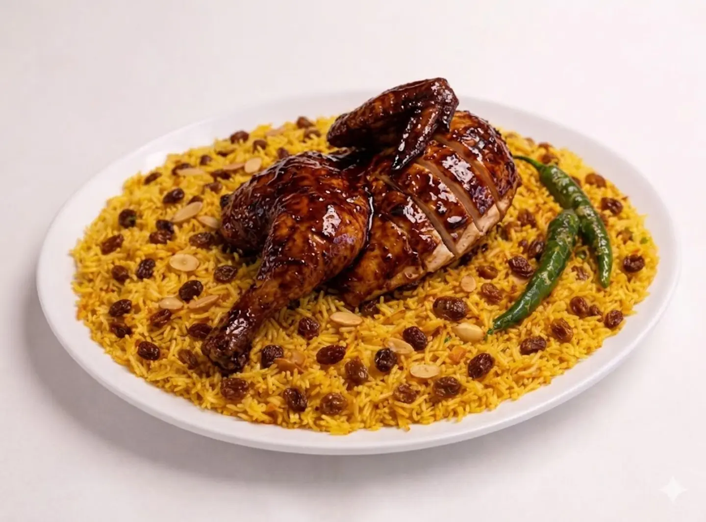 نصف باربكيو شواية مع رز بخاري