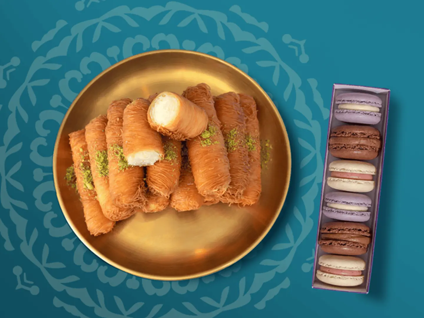 علبة كنافة وماكارون مشكل