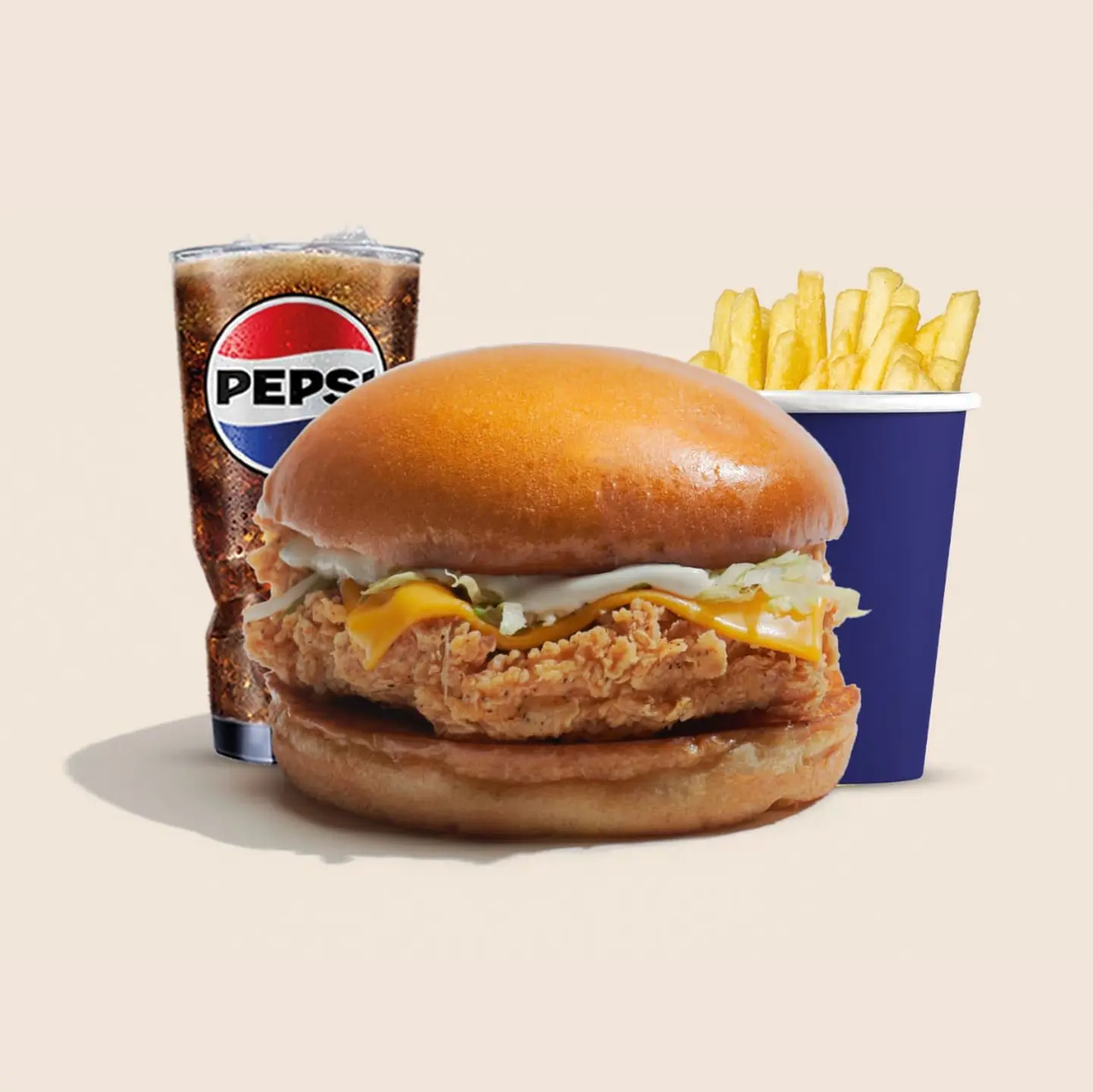 وجبة برجر كريسبي + بطاطس + بيبسي