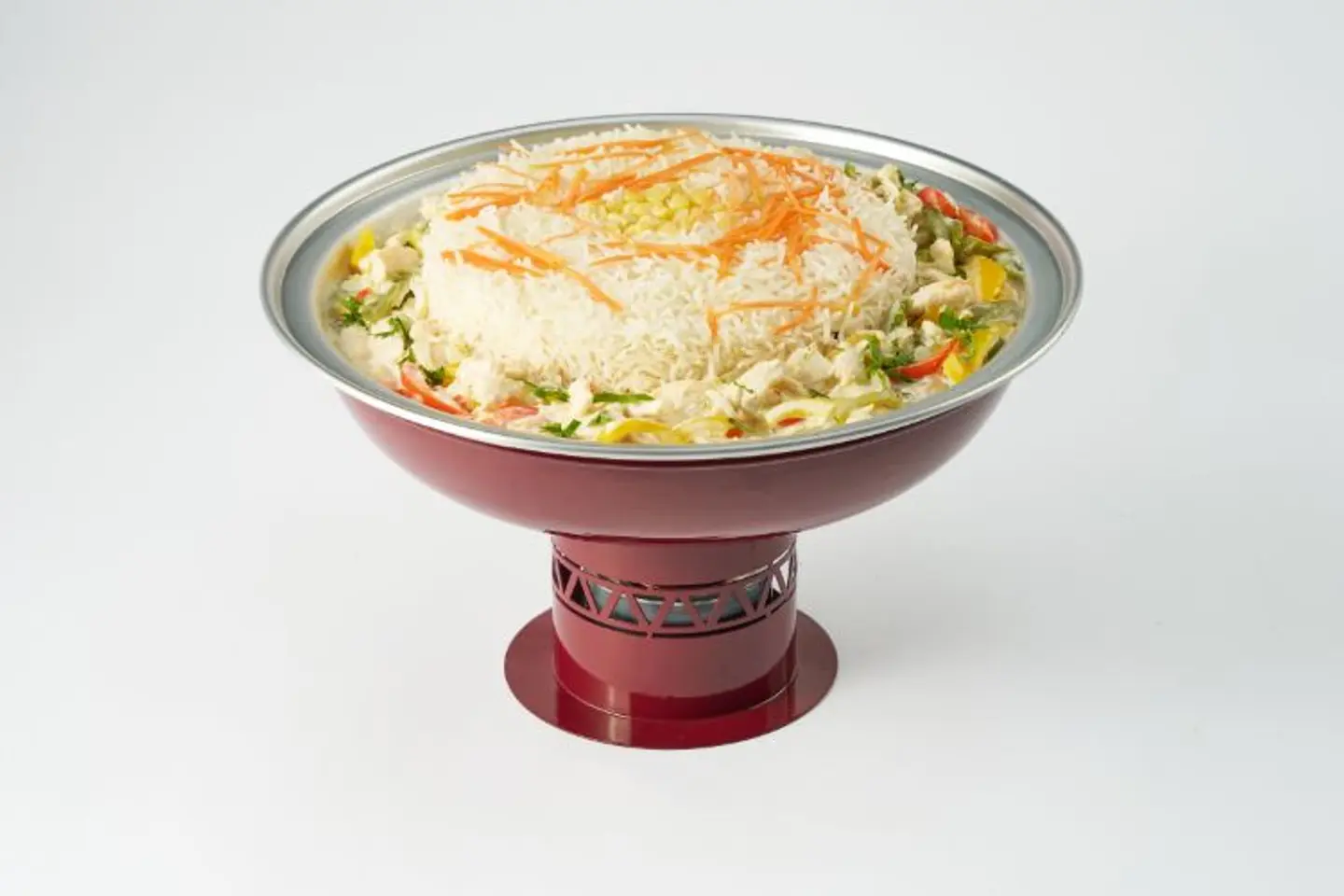 دجاج بصلصة الكريمة و رز ابيض سخان