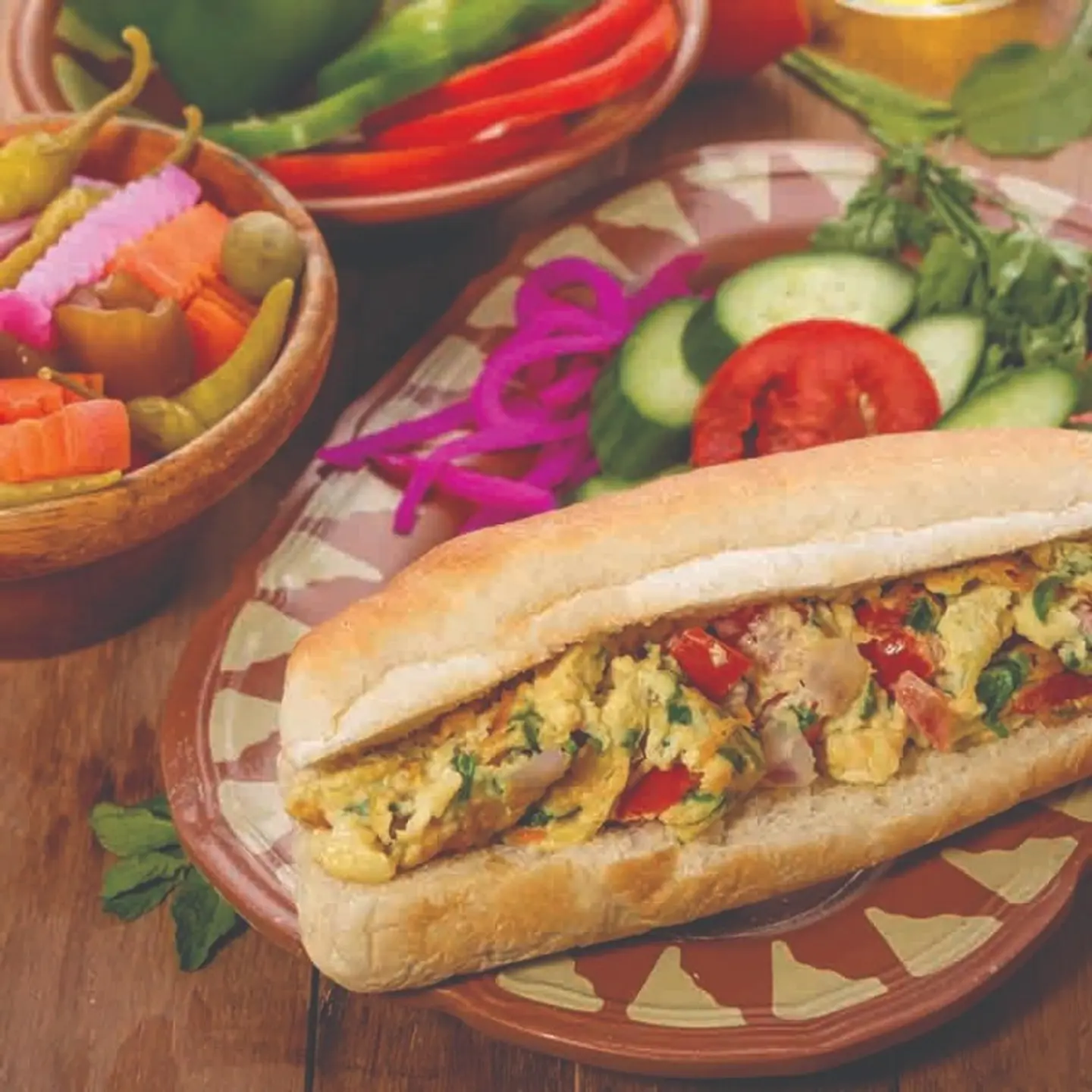 Vegetable Omelet Sandwich