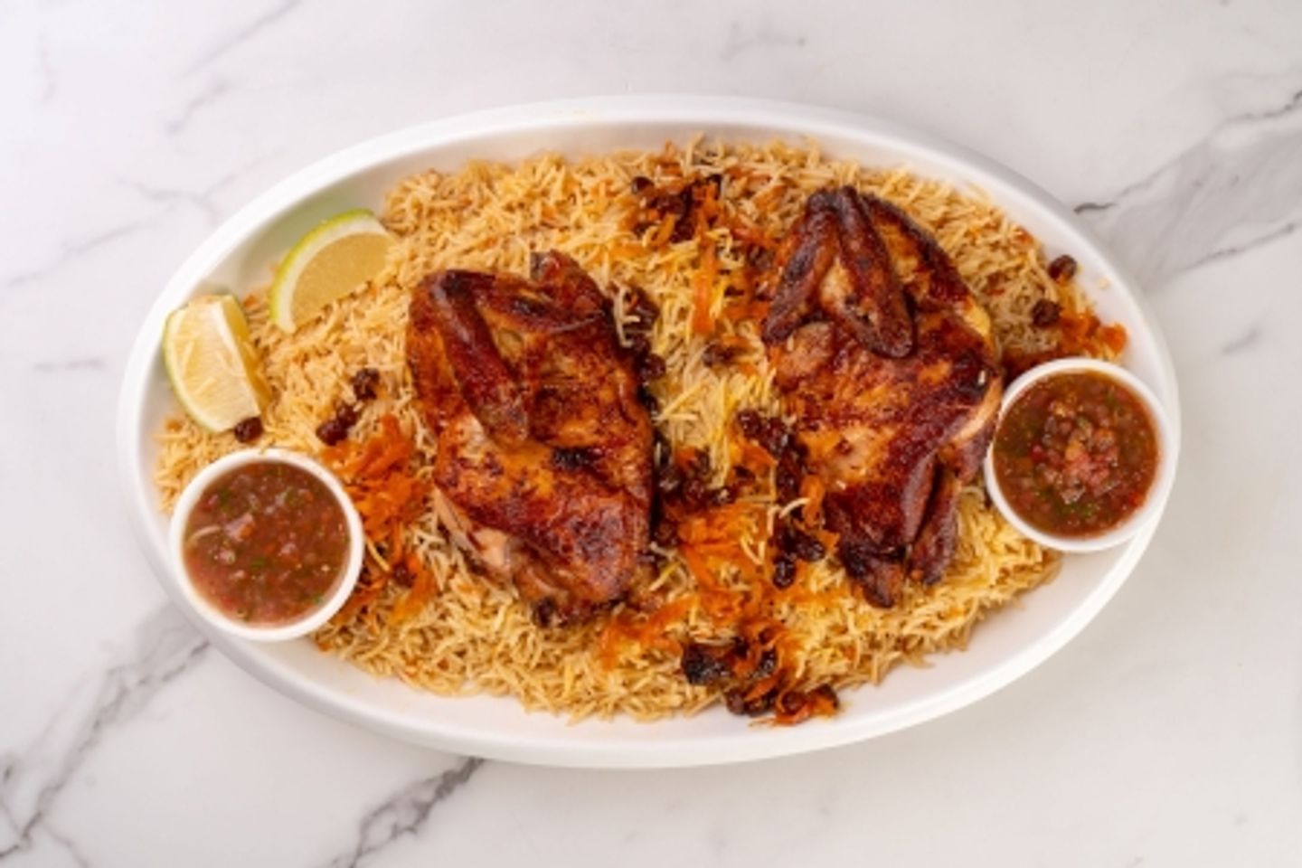 Whole Grilled Chicken With Bashaari Rice