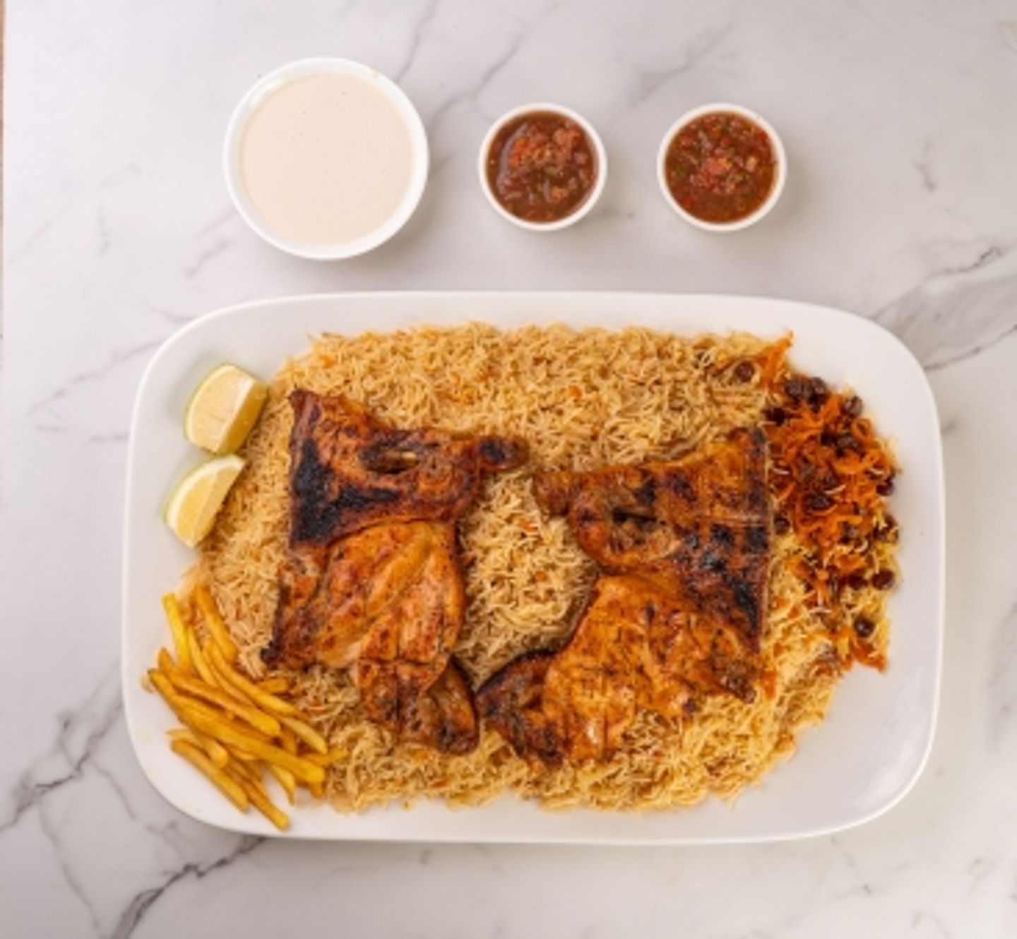 Whole Charcoal Grilled Chicken With Bukhari Rice