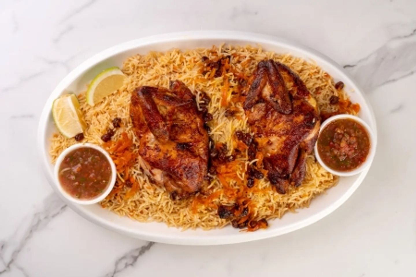 حبة دجاج شواية مع رز بخاري