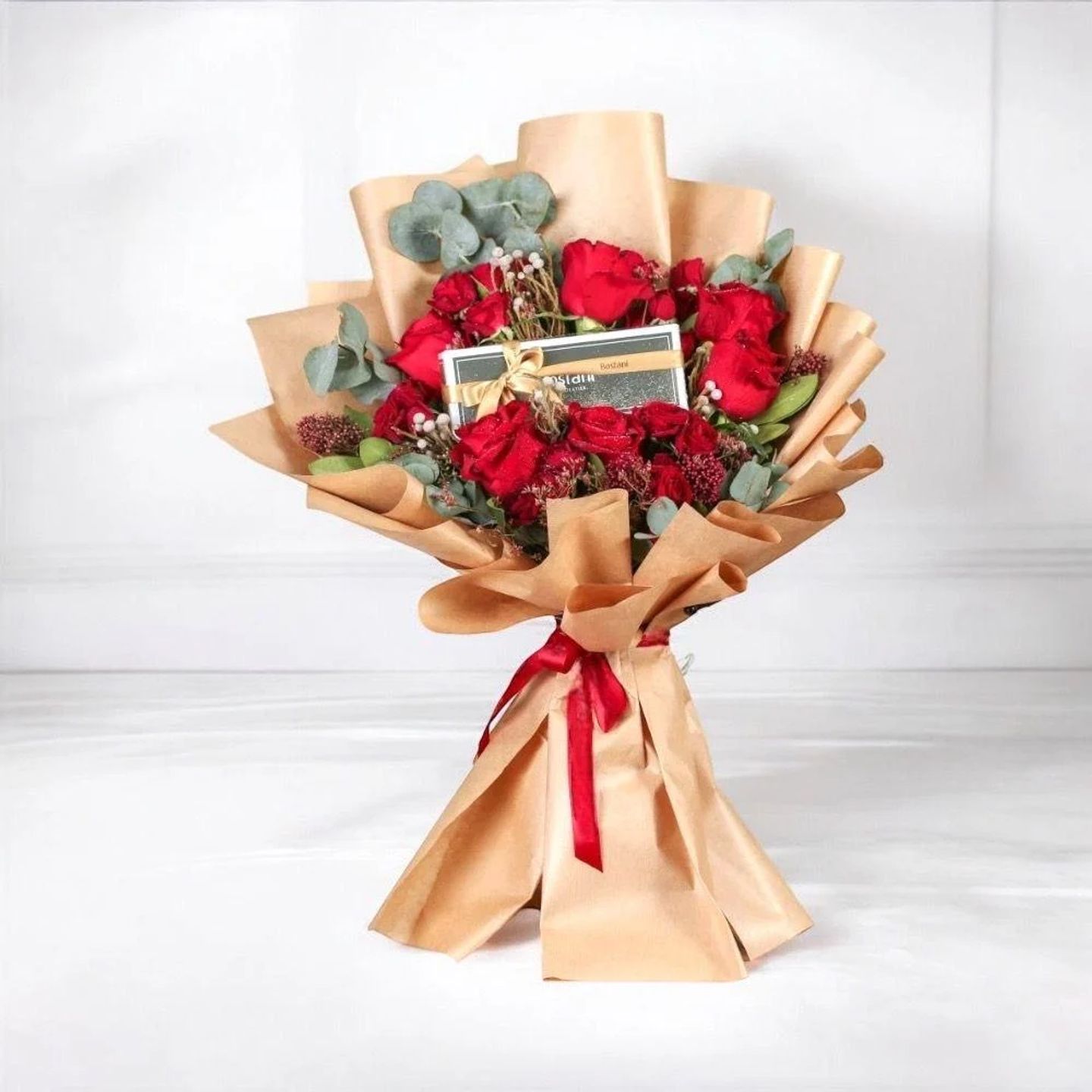 Bouquet Of Roses With Chocolate With Gardener