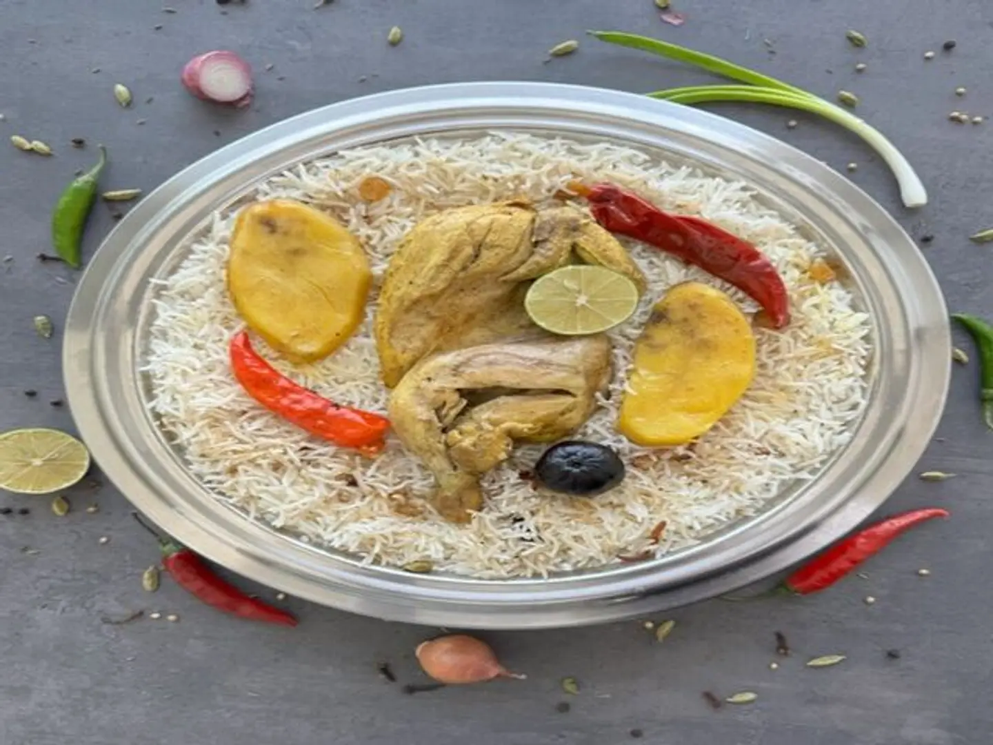 Half Chicken Madfoon, Rice, Triple Shawarma