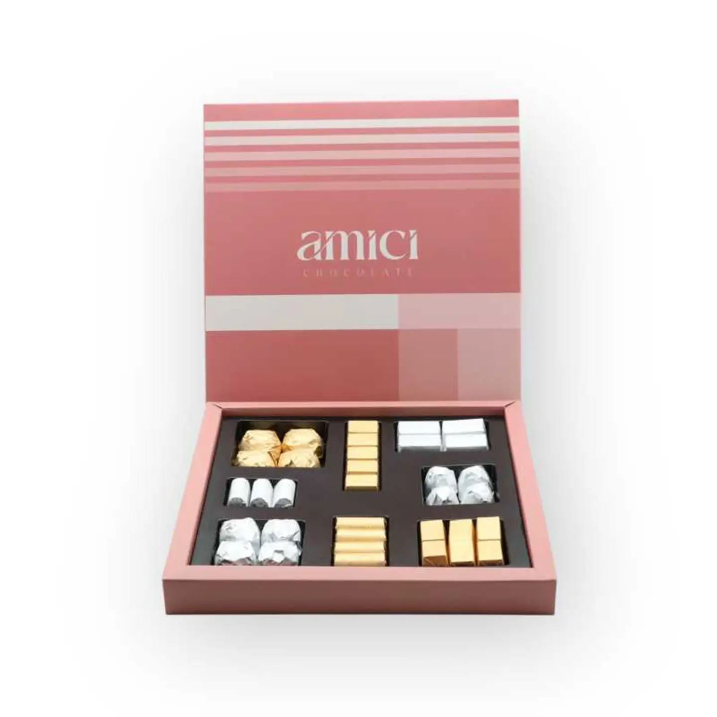 علبة شوكولا مغلف - احمر وسط