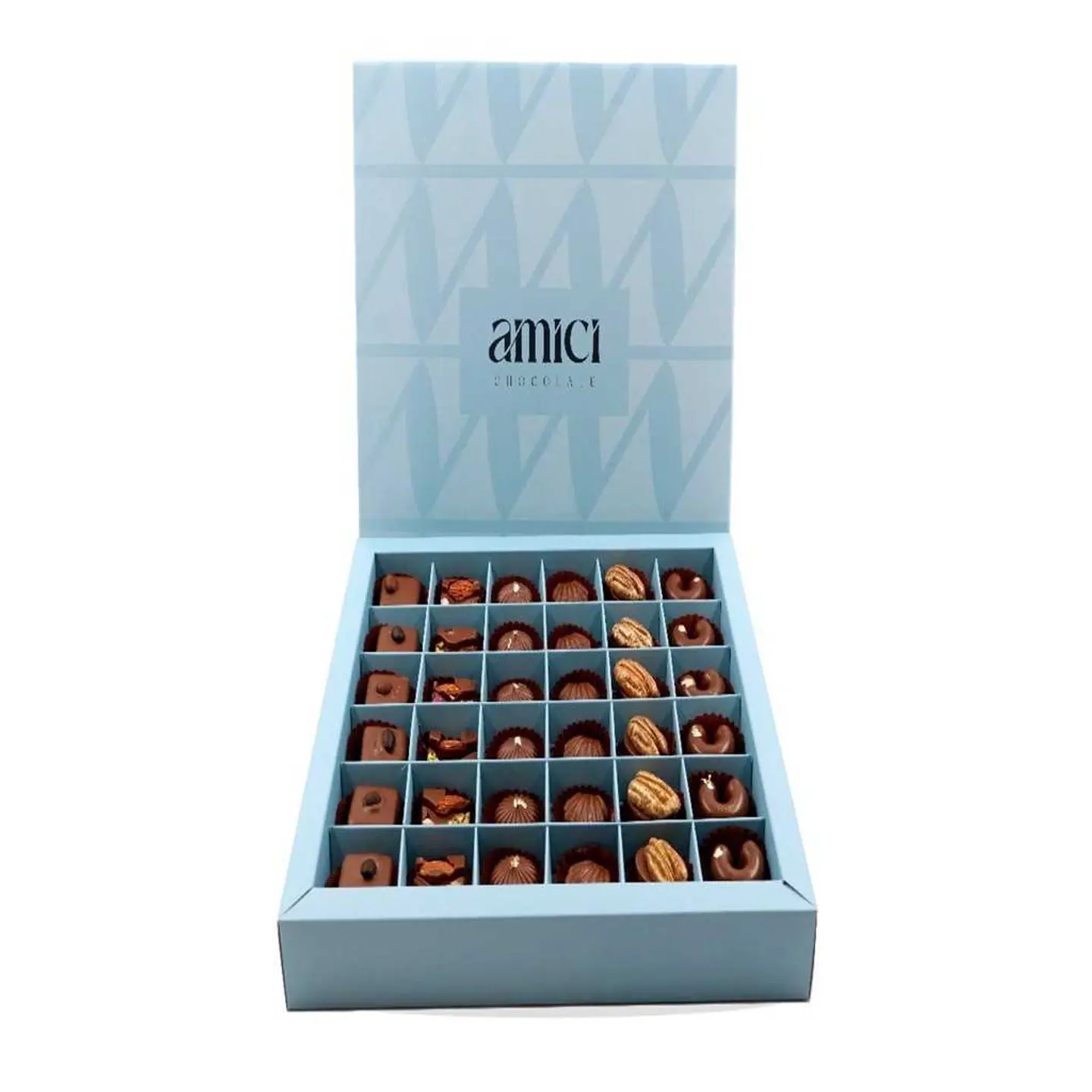 علبة شوكولا مكشوف - ازرق