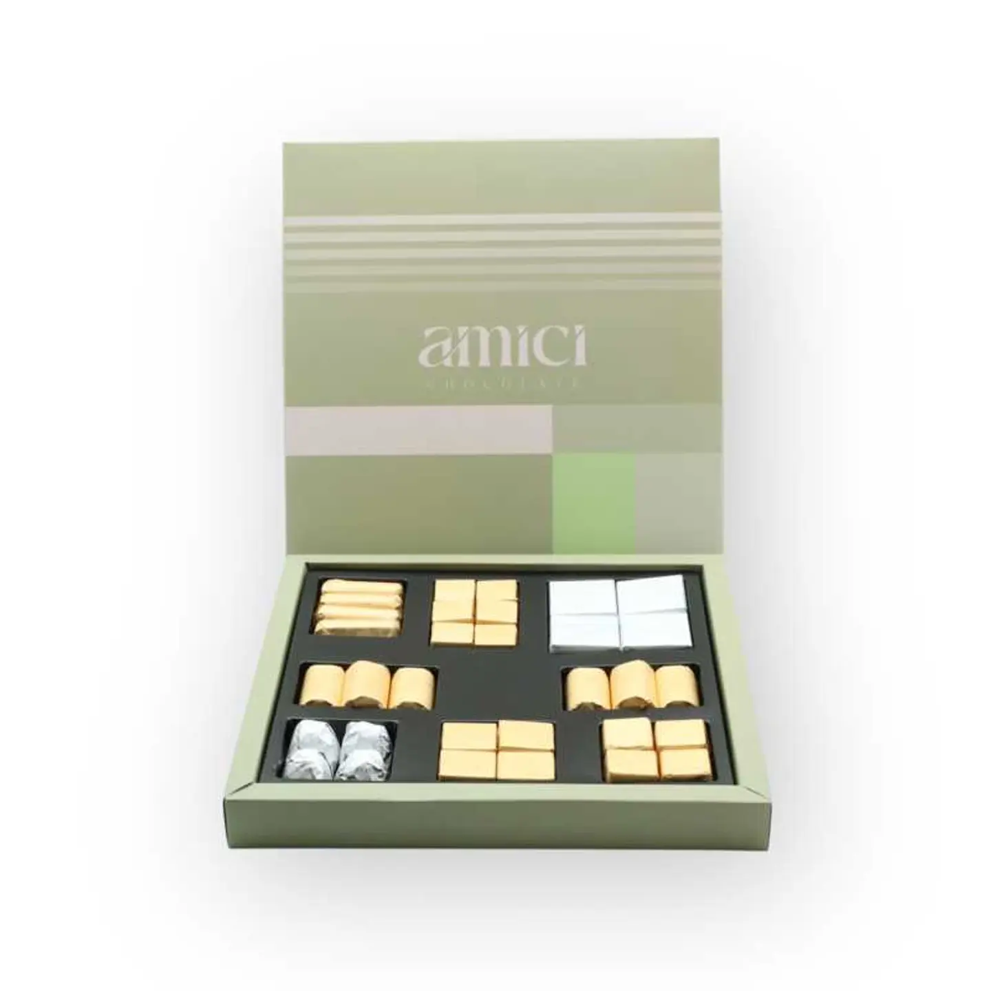 علبة شوكولا مغلف - اخضر وسط