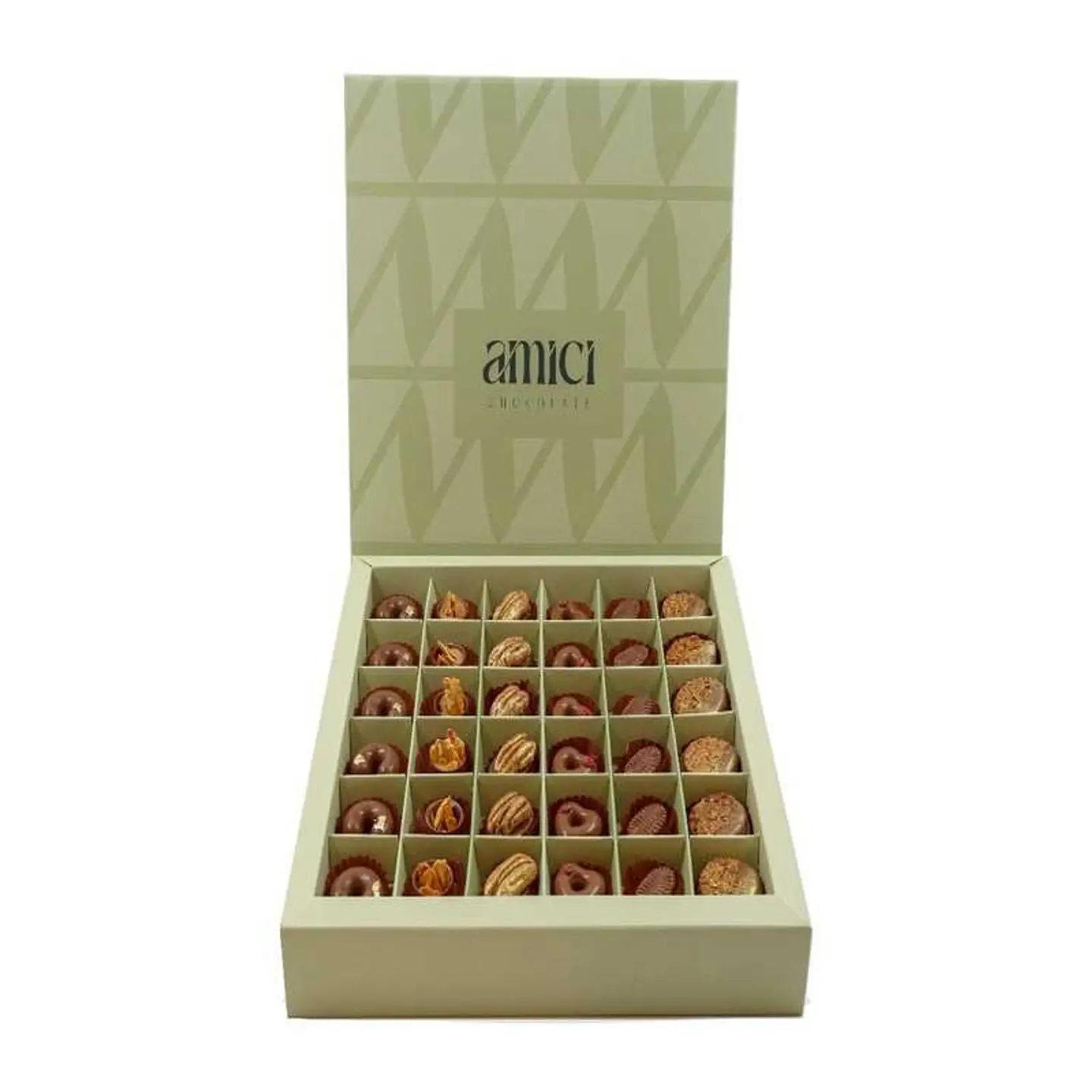 Box Of Unwrapped Chocolates Green