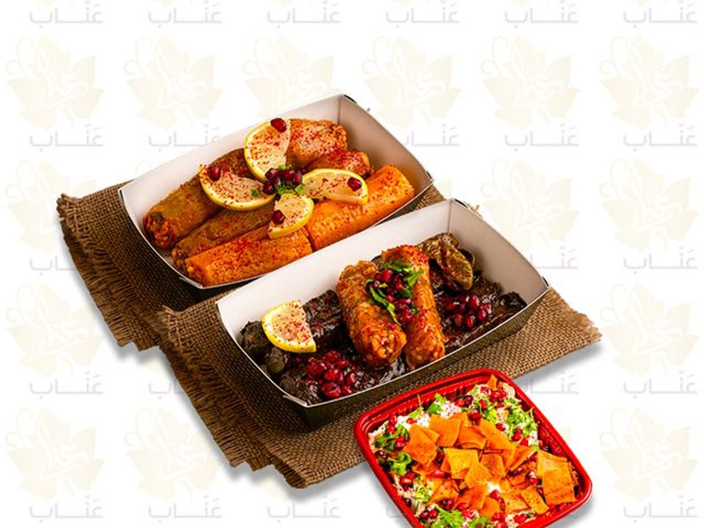 عرض لذة عناب (محاشي مشكل صغير + ورق عنب مع ملفوف صغير + فتة عناب صغير )