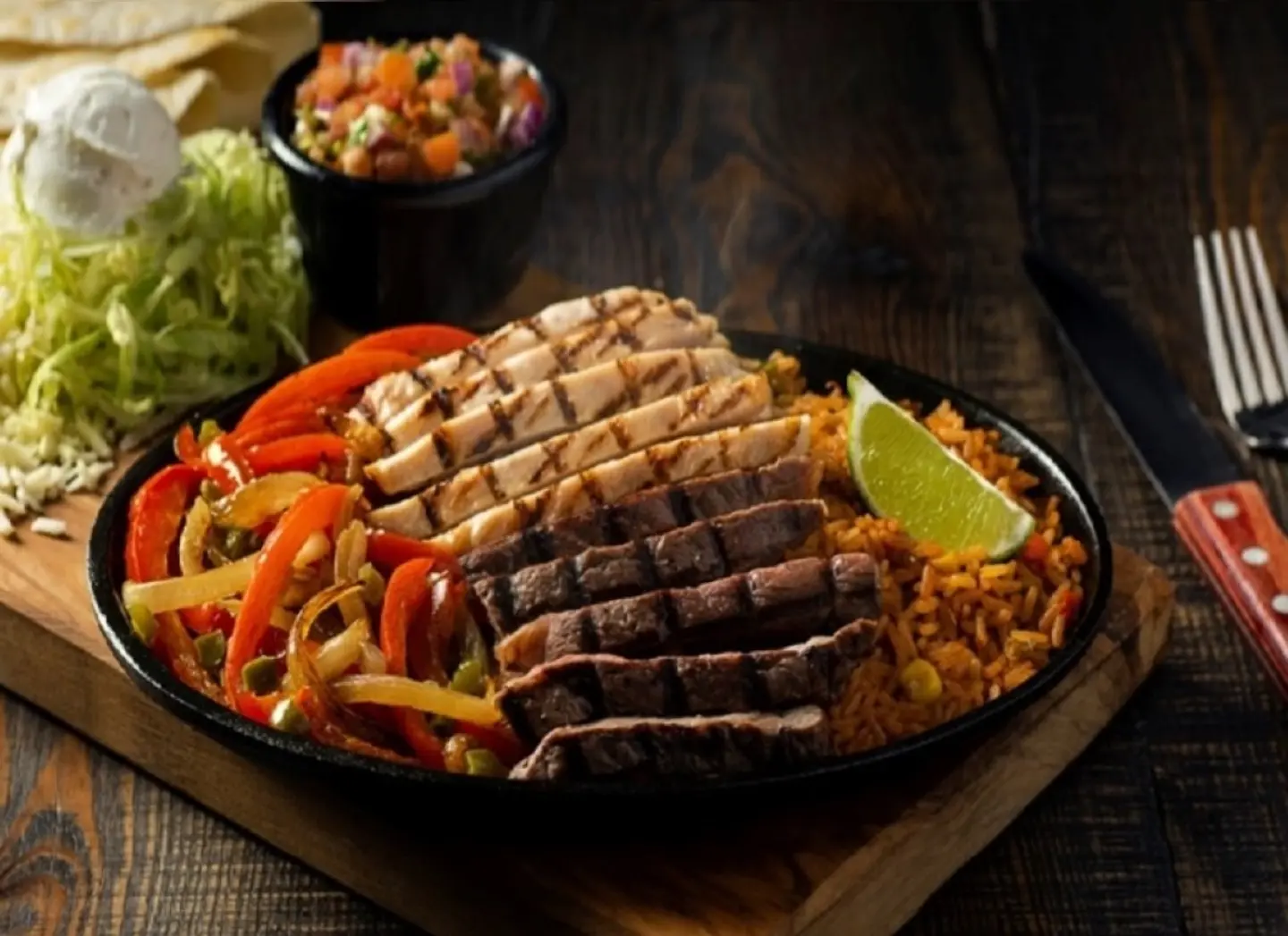 Sizzling Fajita Steak And Chicken