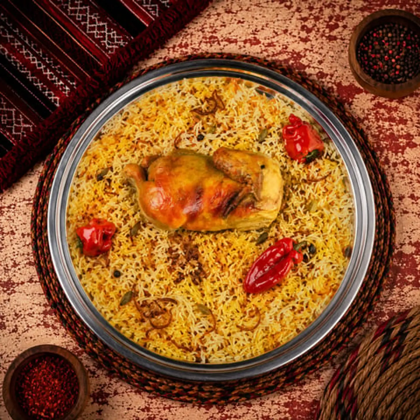 نصف دجاج مندي رز مندي
