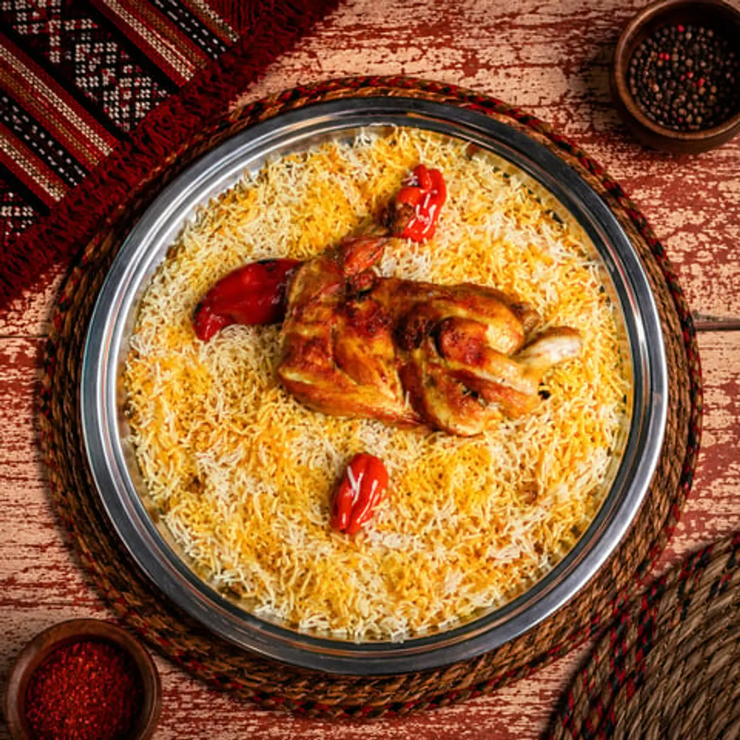 نصف دجاج مشوي رز مندي