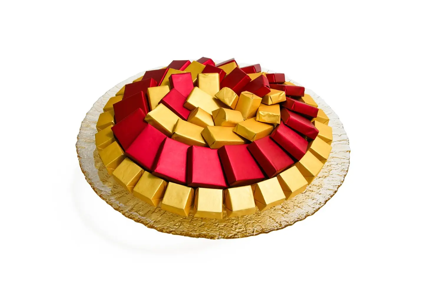 سلة شوكولاتة ذهبي احمر