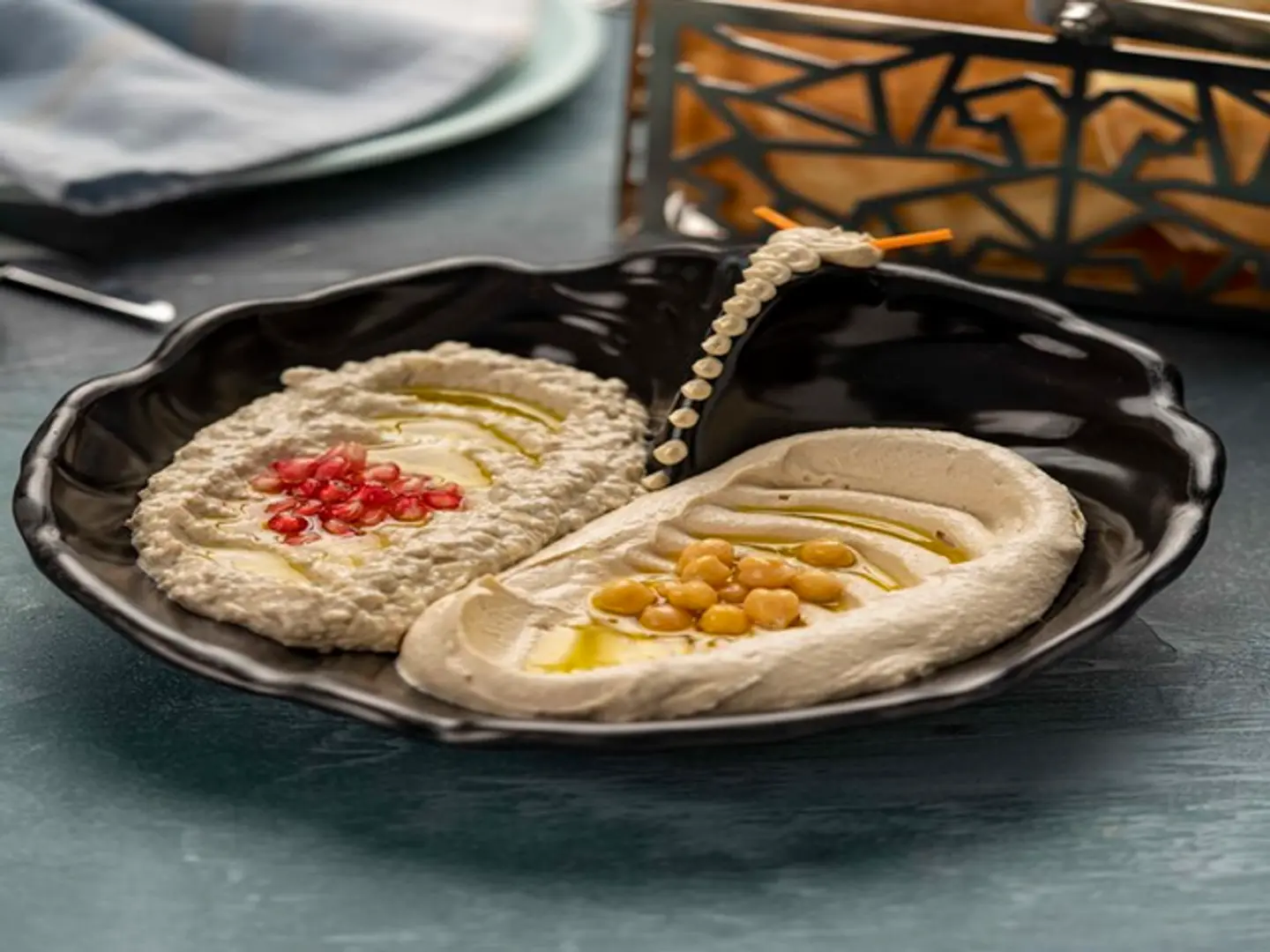 Butterfly Dish, Hummus And Muttabal