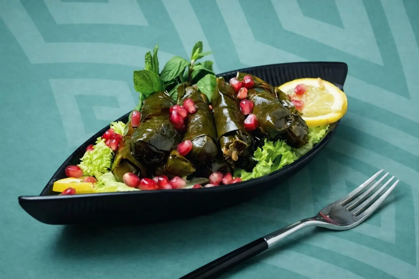 Vine Leaves With Pomegrenate
