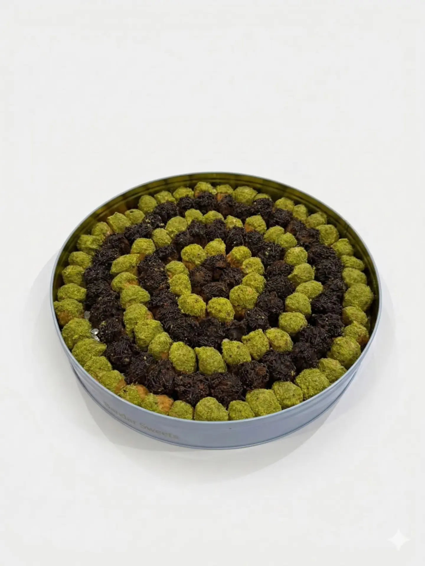 Sweet Crispy Petit Fours With Vermicelli And Pistachios Round