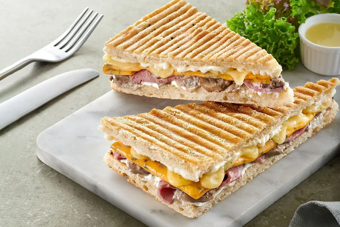 Ham, Mushrrom And Gruyere Piadina
