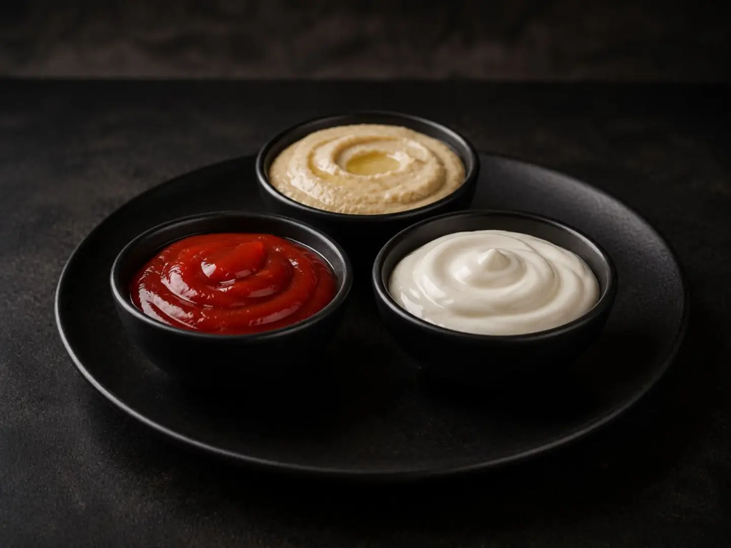 Mixed Sauce Ketchup Mayonnaise And Hummus