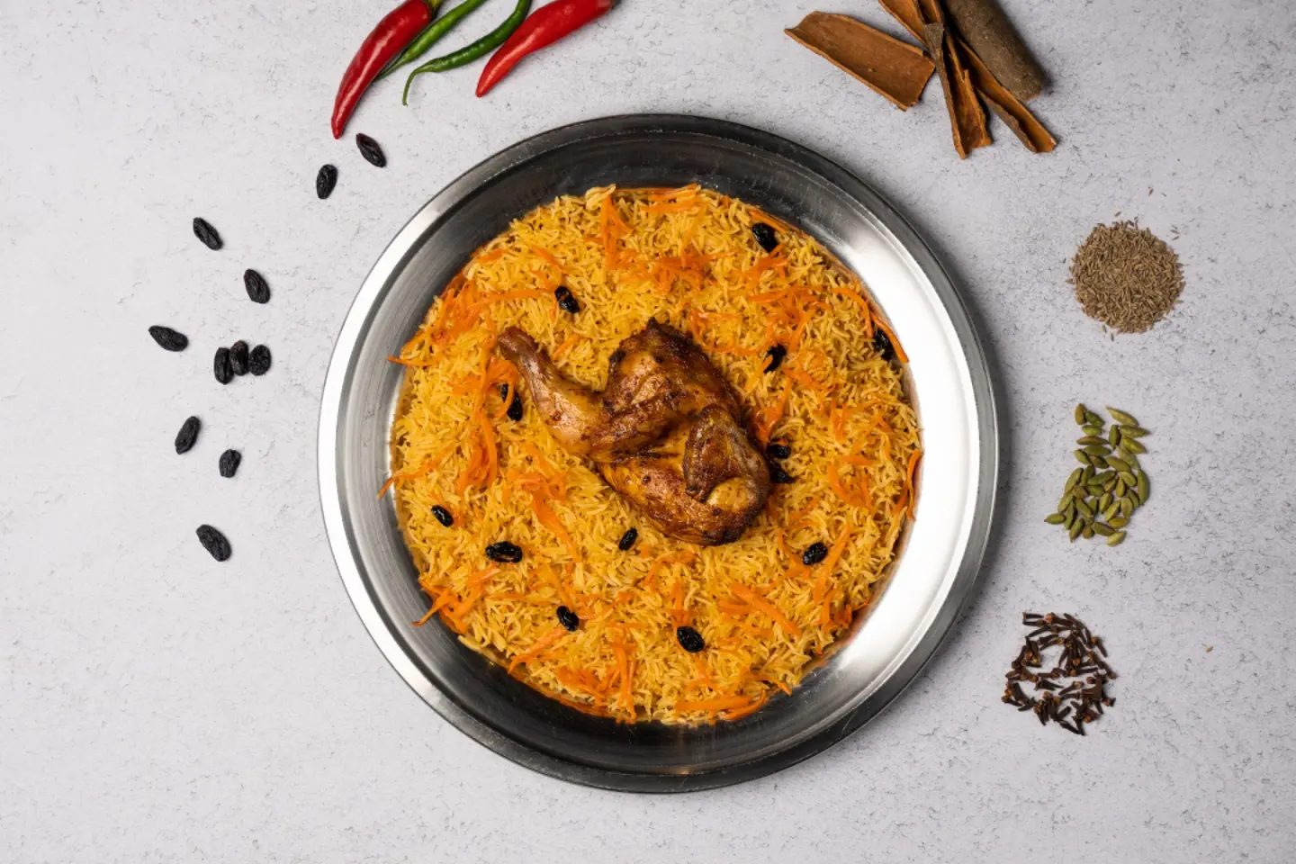 Half A Chicken In The Oven With Steamed Rice