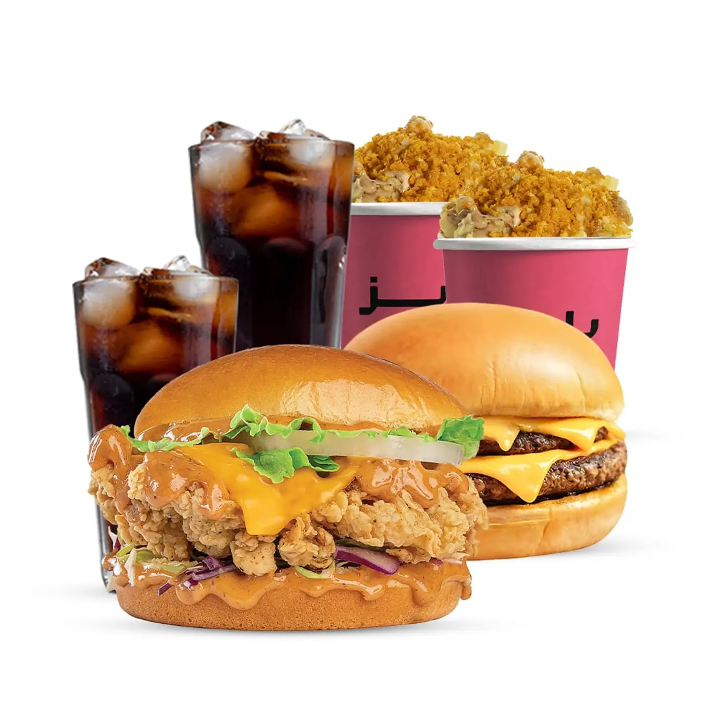 Crispy Chicken + Say Cheese + 2 Lava Frise + 2 Drink