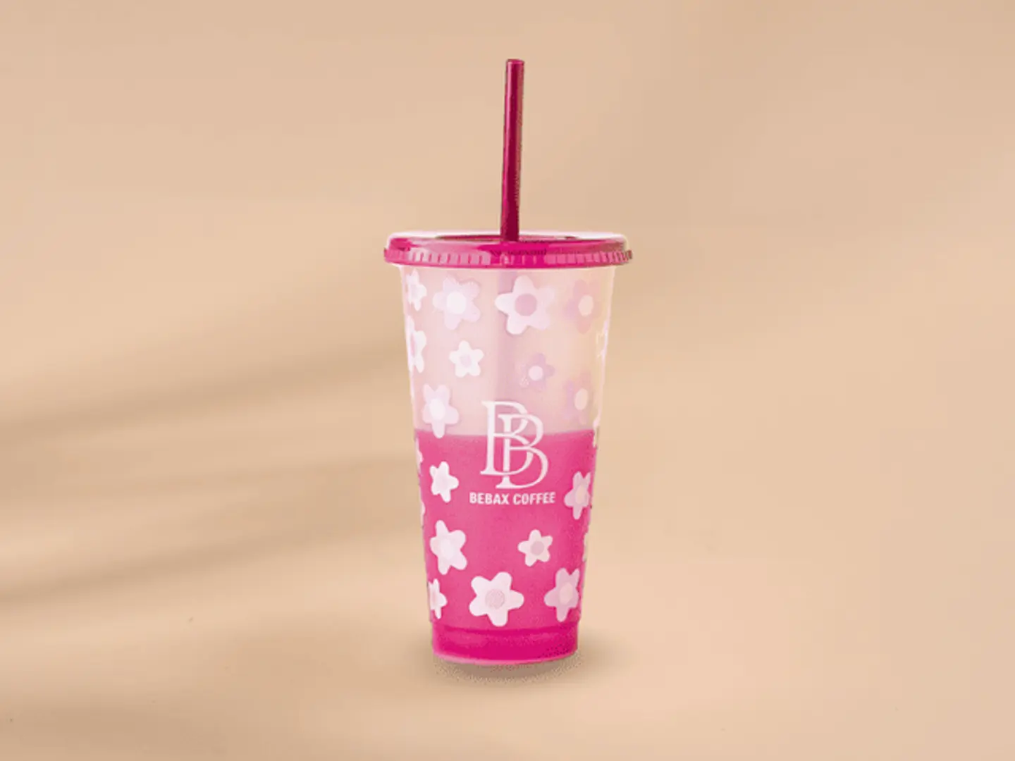 مق المشروبات البارده البلاستيك الوردي (١٦ اونص)