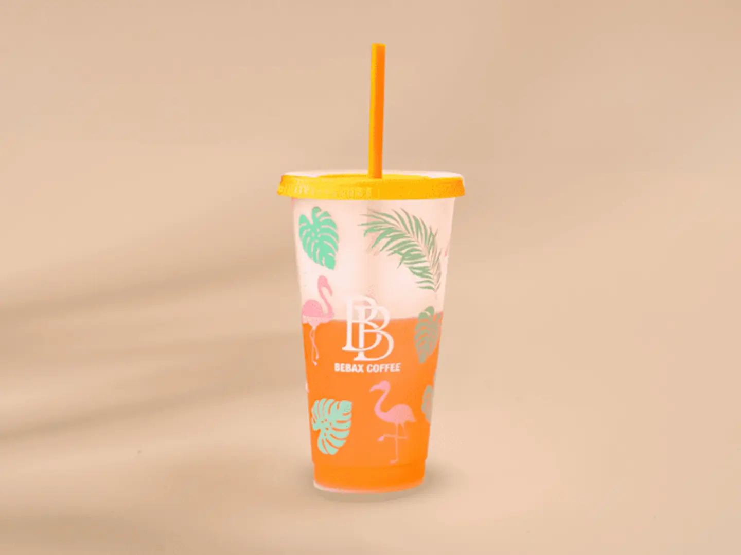 مق المشروبات البارده البلاستيك البرتقالي (١٦ اونص )