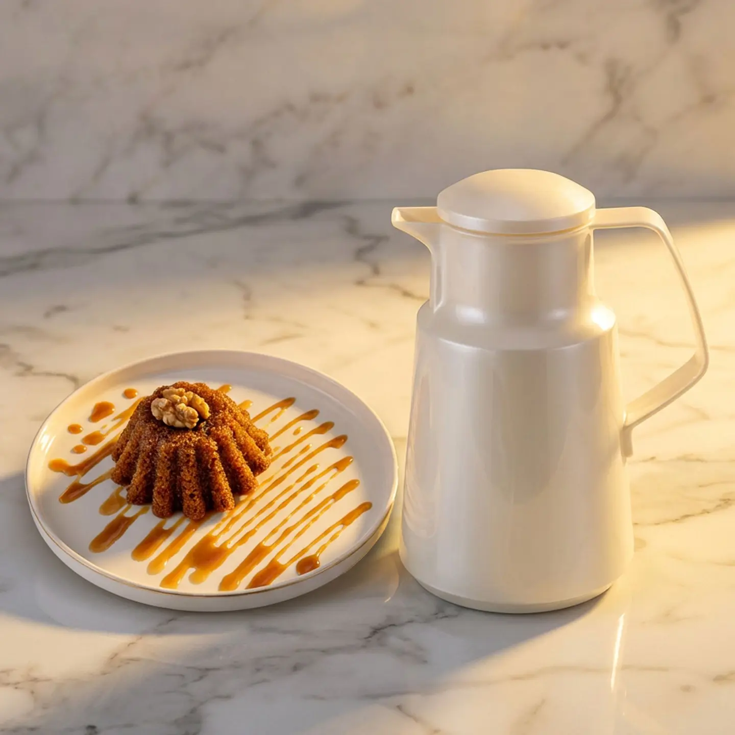 دلة شاي مع كيكة التمر