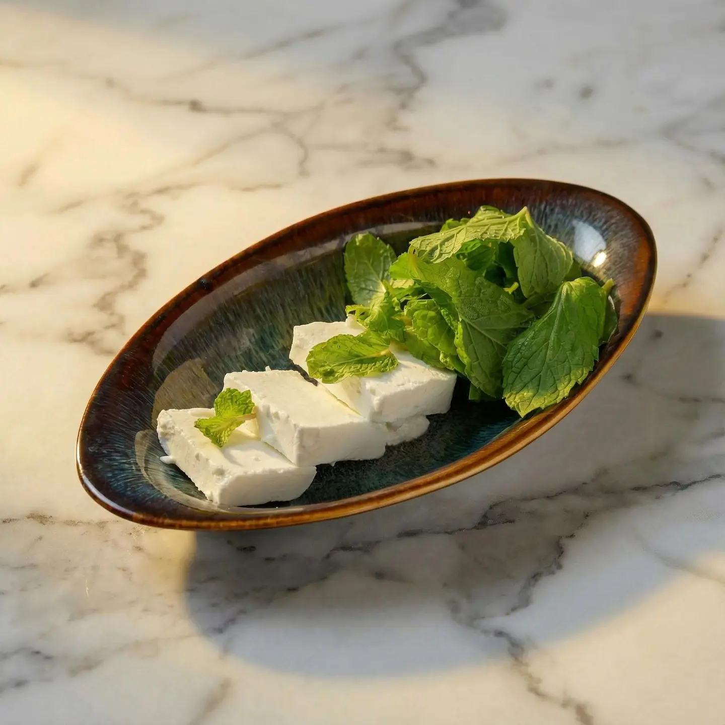 جبن مالح مع نعناع