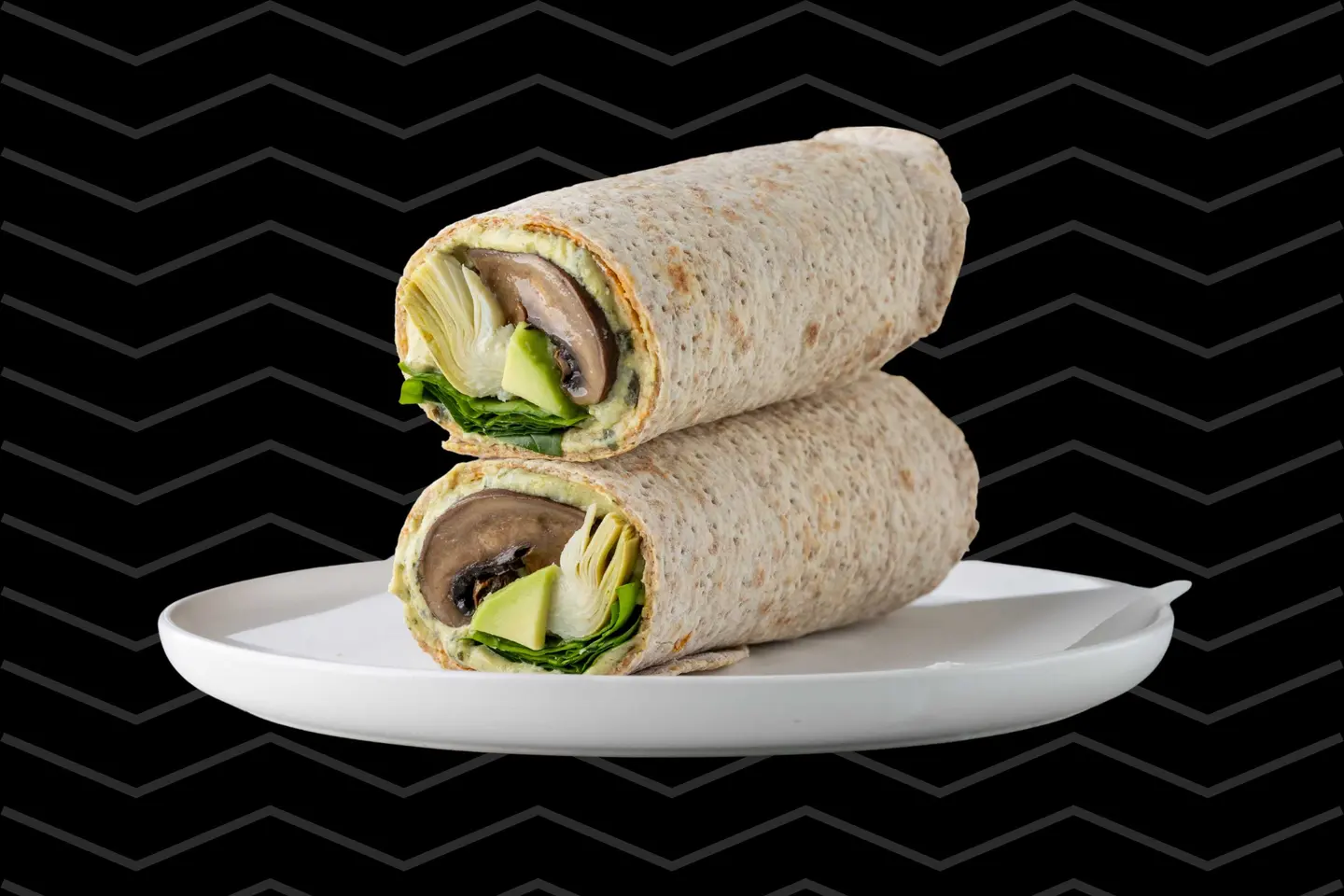 Portobello Artichoke And Pesto Hummus Wrap