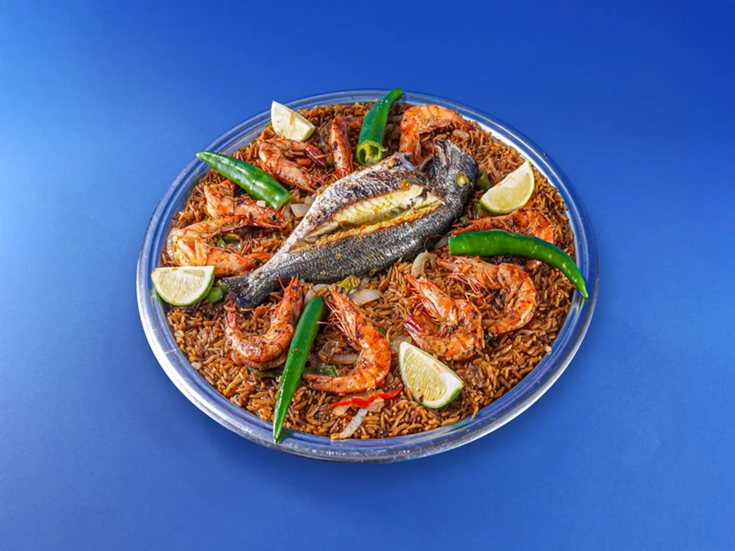 صينية دنيس مشورى مع جمبرى زيت وليمون